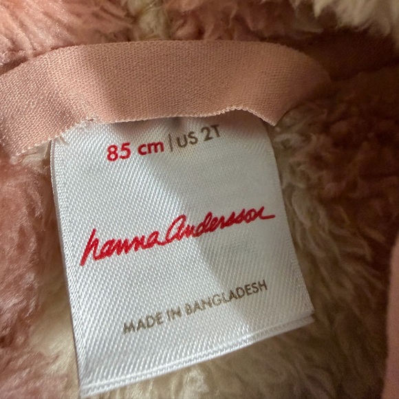 Hanna Andersson Print Recycled Marshmallow Fleece Jacket in Oat Hearts Size 2T - Picture 4 of 15